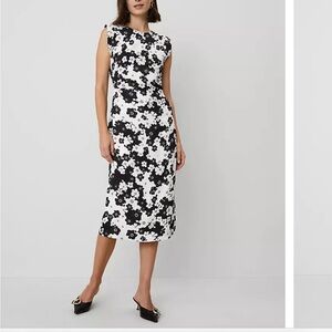 Floral Black and White Sleeveless Ann Taylor Dress